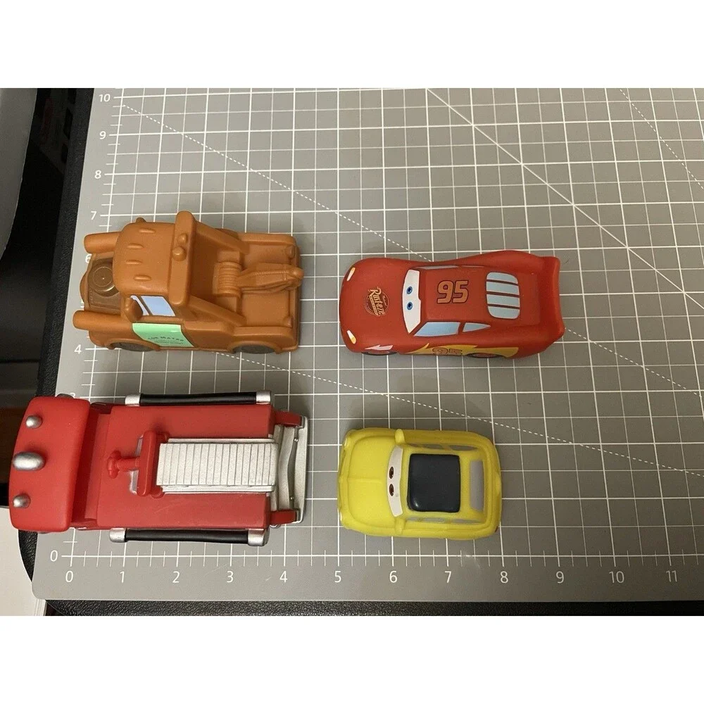 Disney Pixar Cars Vinyl Bath Pool Water Toys Mater Lightning Red FireTruck Lot 4